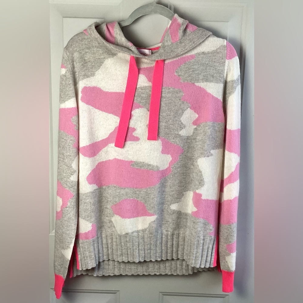 Brodie Pink Gray Camo 100% Fine Cashmere Hoodie S (355) Old Sz M Money Luxury